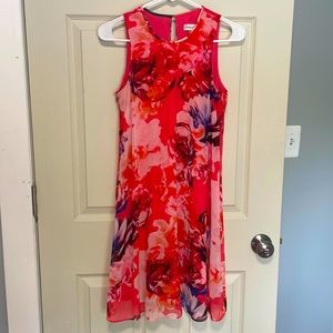 Pink floral knee length dress